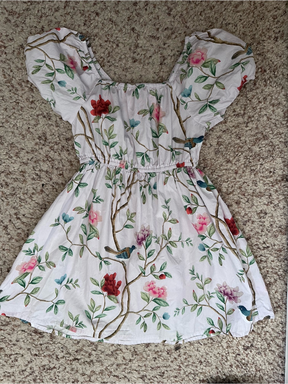 Hill House Home Diane Hill White Floral & Bird Girls' One-Piece Dress